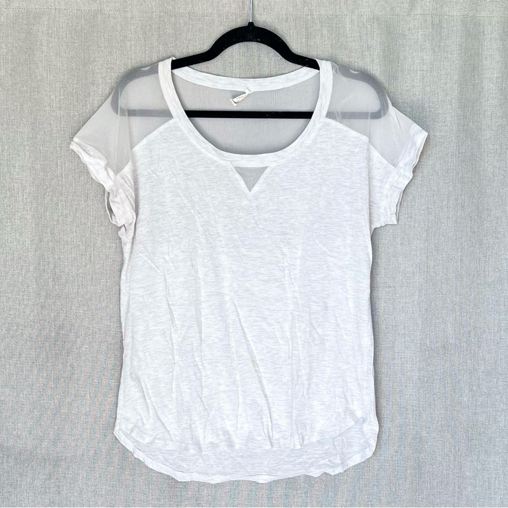 Ideology Light Gray Short Sleeve Mesh Top Size M